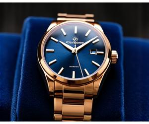 Elegant automatic watch with sunburst dial and metal bracelet