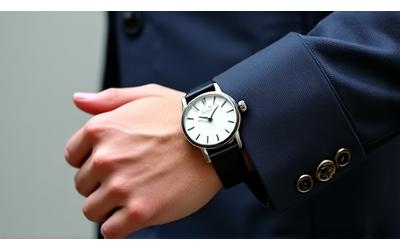 Close-up of a wristwatch being tried on a wrist of average size, demonstrating fit