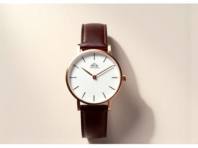 Minimalist dress watch with leather strap