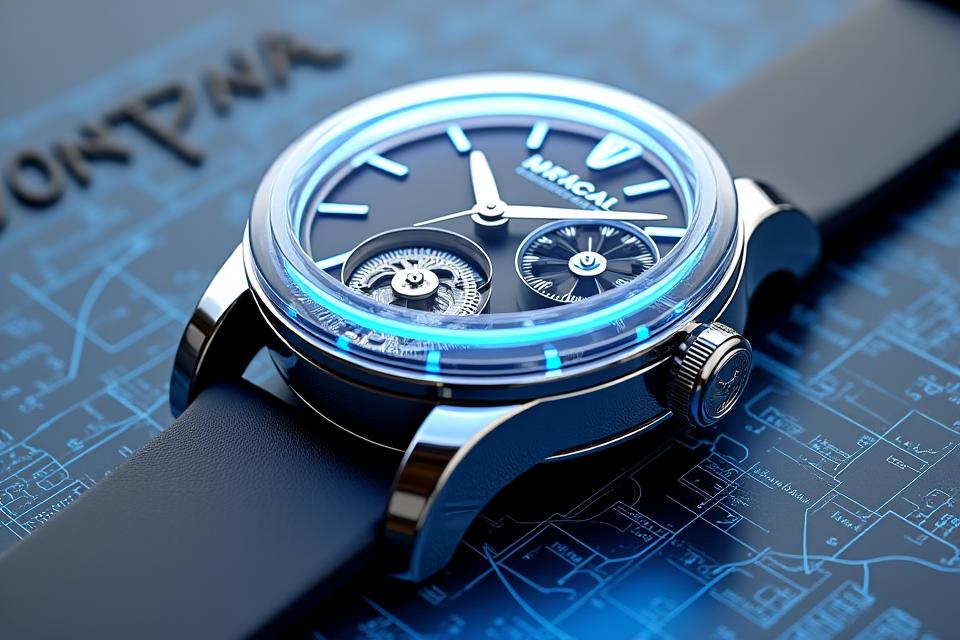 Cross-section diagram of an oversized watch case, highlighting internal weight distribution and ergonomic lug design