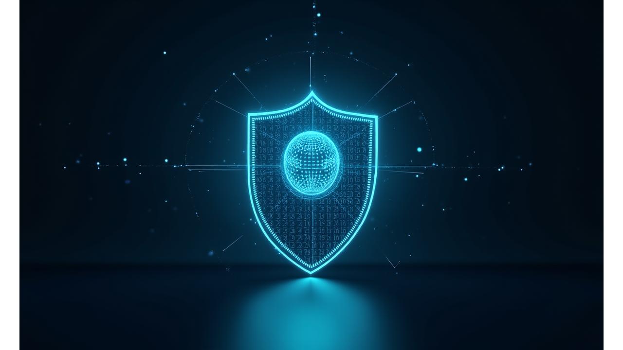 Digital shield protecting data, representing privacy and security at TimeHub